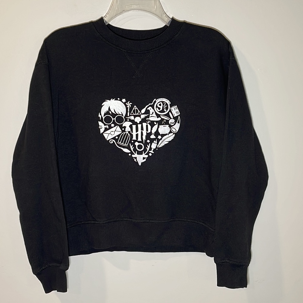 Harry Potter Symbols Heart Pullover Sweatshirt Womens Medium